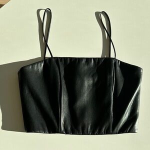 Alice + Olivia Black Leather Crop top
